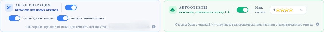 Отзывы Ozon — импорт, ИИ-ответы и переписка с покупателями